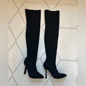 Sleek Black Over-the-Knee Stiletto Boots